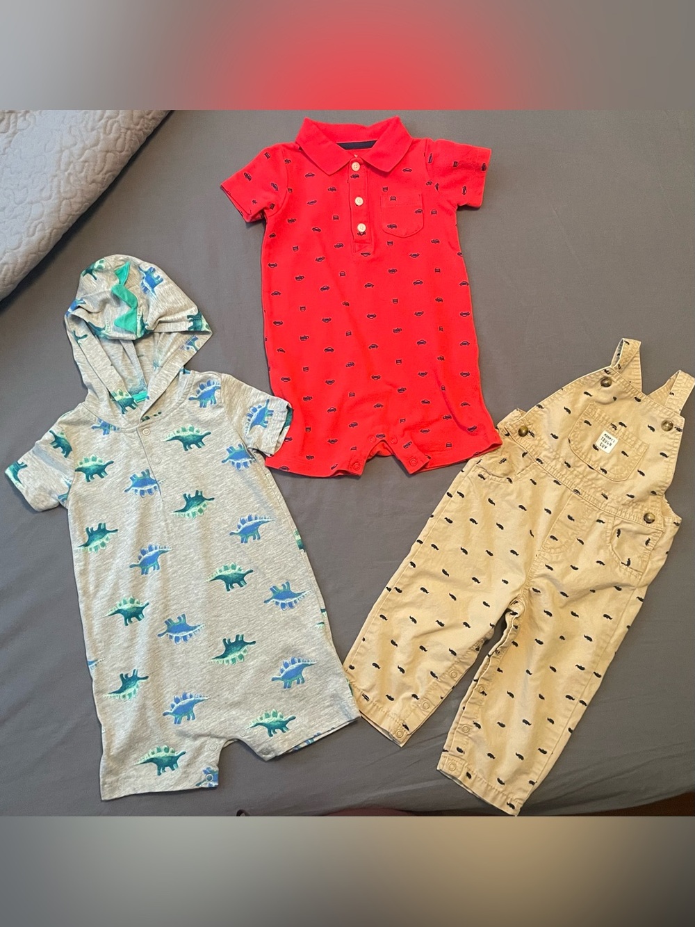 Carter's Baby Boy Romper and Overalls Set (3-Piece Bundle) 18 -24 months